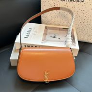Saint Laurent Mini Voltaire Shoulder Bag In Smooth Leather Brown/Gold