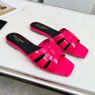 Saint Laurent Tribute Slides Women Patent Leather Rose