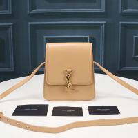 Saint Laurent Kaia North/South Satchel In Vegetable-Tanned Leather Brown/Gold
