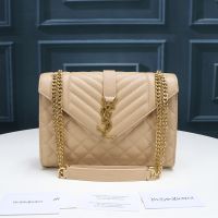 Saint Laurent Medium Envelope Chain Bag In Mixed Grained Matelasse Leather Apricot/Gold