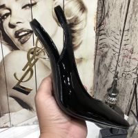 Saint Laurent Opyum Slingback Pumps Women Patent Leather Black/Gold