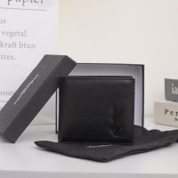 Saint Laurent Small Tiny Monogram East/West Wallet In Smooth Leather Black